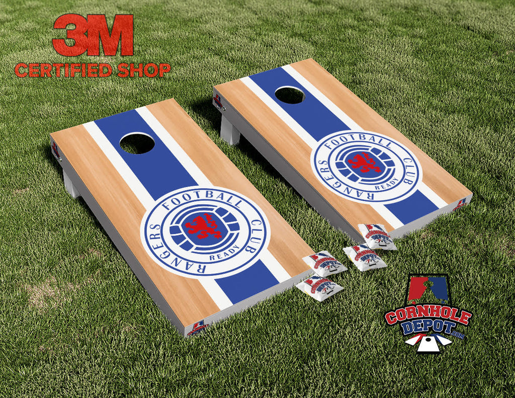 Rangers Football Club Light Wood Cornhole Board Vinyl Wrap Laminated Sticker Set Decal