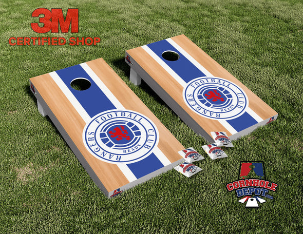 Rangers Football Club Light Wood Cornhole Board Vinyl Wrap Laminated Sticker Set Decal