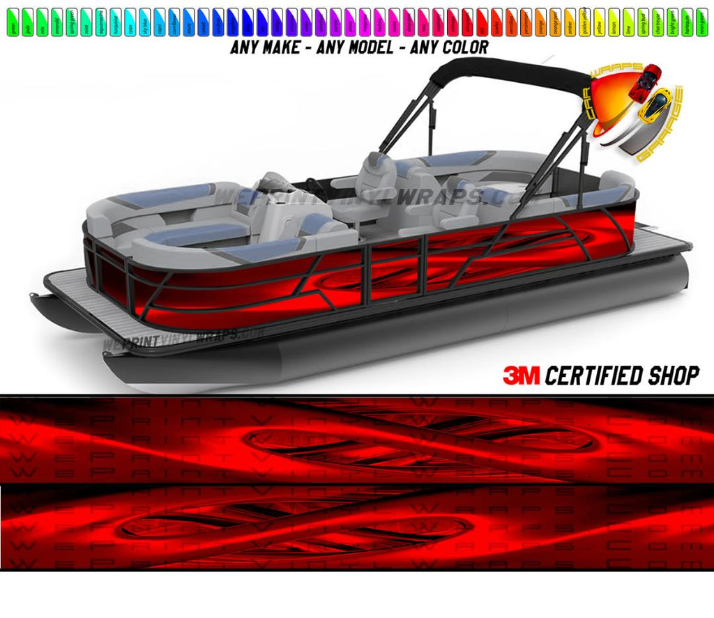 Red Wavy  Graphic Vinyl Boat Wrap Decal*****SIZE 20"x28'*******