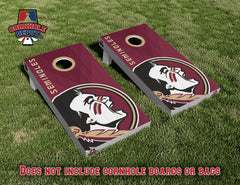 Tommie ~ 1 Seminoles and 1 Navy Cornhole Board Vinyl Wrap Skins Laminated Sticker Set Decal