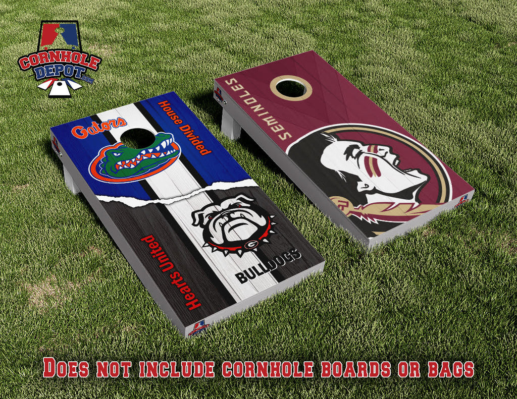 Tommie~ 5 sets: 1 Jacksonville Jaguars DUUUVAL Splattered, 1 Bulldogs drinking,  1 Gators/Bulldogs house divided, 1 Eagles and 1 Seminoles/Gators split set Cornhole Board Vinyl Wrap Laminated Sticker Set Decal