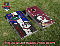 Tommie~ 5 sets: 1 Jacksonville Jaguars DUUUVAL Splattered, 1 Bulldogs drinking,  1 Gators/Bulldogs house divided, 1 Eagles and 1 Seminoles/Gators split set Cornhole Board Vinyl Wrap Laminated Sticker Set Decal