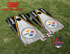 Pittsburgh Steelers Light Washed Board Cornhole Board Vinyl Wrap Laminated Sticker Set Decal