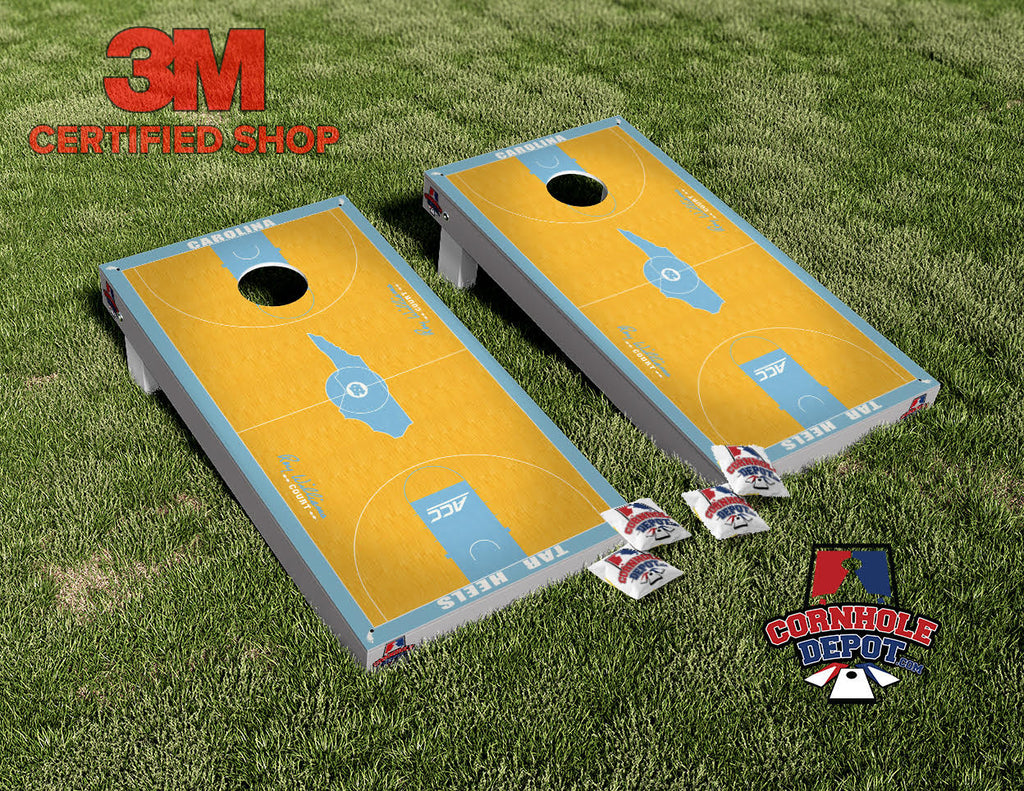 Carolina NC TAR HEELS Court Cornhole Board Vinyl Wrap Skins Laminated Sticker Set Decal