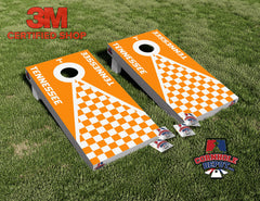 Tennessee Orange Checkered Cornhole Board Vinyl Wrap Laminated Sticker Set Decal