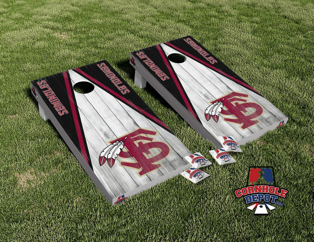 FS Seminoles Washed Wood Cornhole Board Vinyl Wrap Skins Laminated Sticker Set Decal