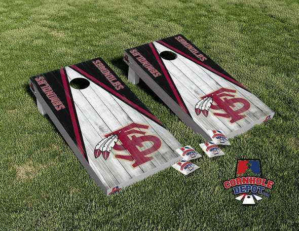 FS Seminoles Washed Wood Cornhole Board Vinyl Wrap Skins Laminated Sticker Set Decal