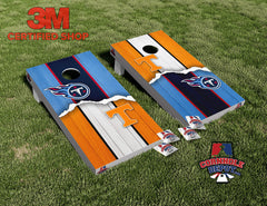 Tennessee Titans and Tennessee Volunteer House Divided Cornhole Board Vinyl Wrap Skins Laminated Sticker Set Decal