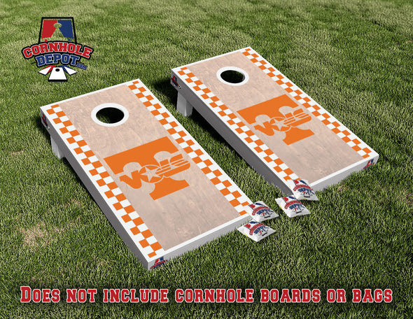 Tennessee Volunteer Vols Orange Cornhole Board Vinyl Wrap Skins Laminated Sticker Set Decal