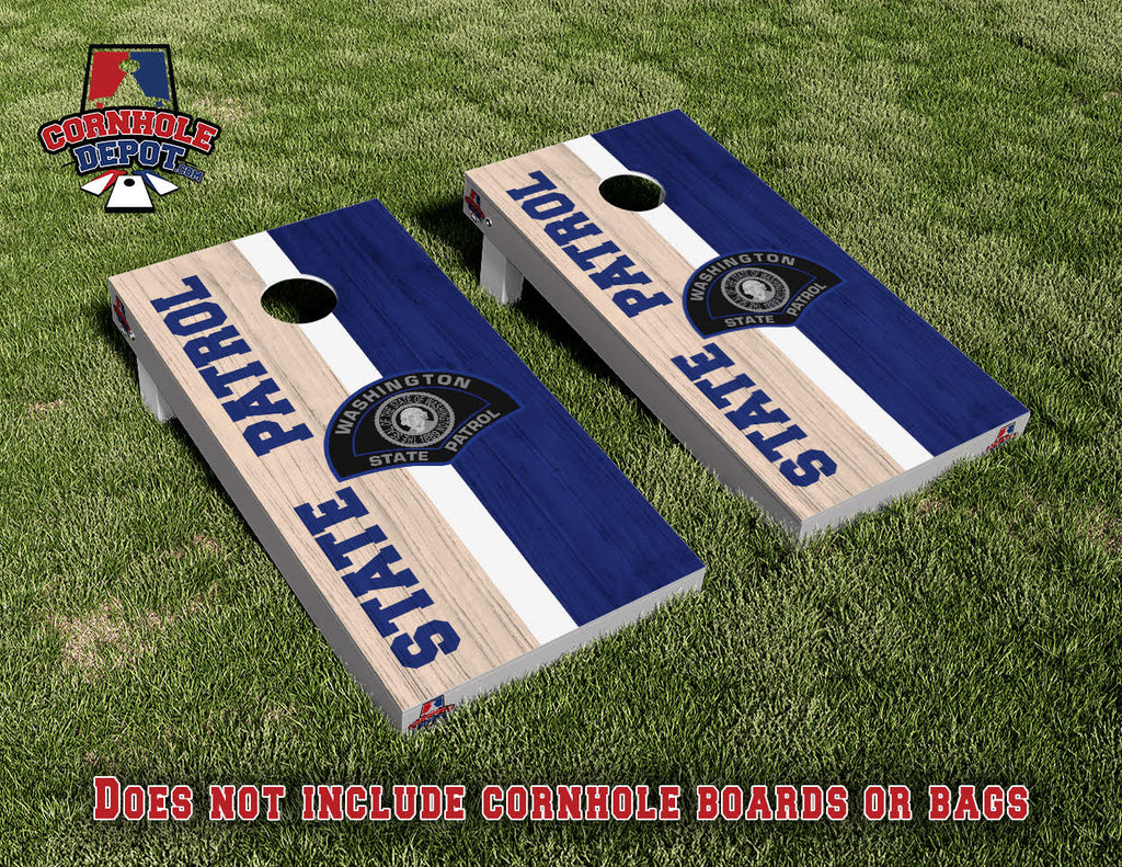 Washington State Patrol Cornhole Board Vinyl Wrap Laminated Sticker Set