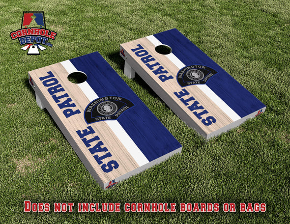 Washington State Patrol Cornhole Board Vinyl Wrap Laminated Sticker Set