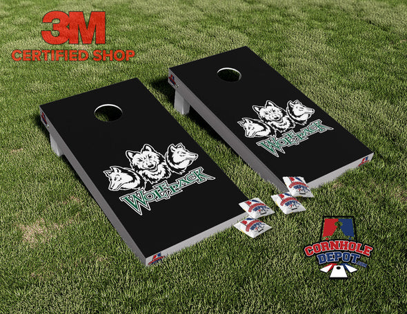 Wolfpack Cornhole Board Vinyl Wrap Skins Laminated Sticker Set Decal