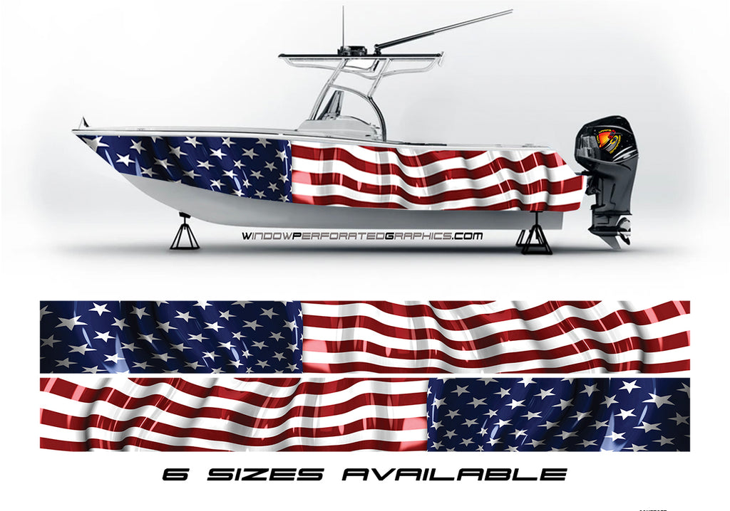 American Flag Patriotic Graphic Boat Vinyl Wrap Decal Fishing Pontoon – We  Print Vinyl Wraps