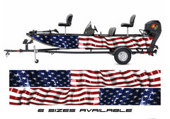 American Flag Patriotic Graphic Boat Vinyl Wrap Decal  Fishing Pontoon All Boats Decal