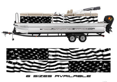 American Flag Black and White Patriotic Graphic Boat Vinyl Wrap Fishing Pontoon All Boats Decal