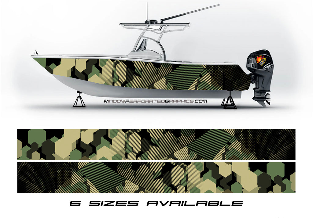 Camouflage Green Graphic Boat Vinyl Wrap Decal Fishing Pontoon All Boa – We  Print Vinyl Wraps