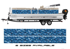 Camouflage Blue Graphic Boat Vinyl Wrap Fishing Pontoon Sea Blue Camo Decal