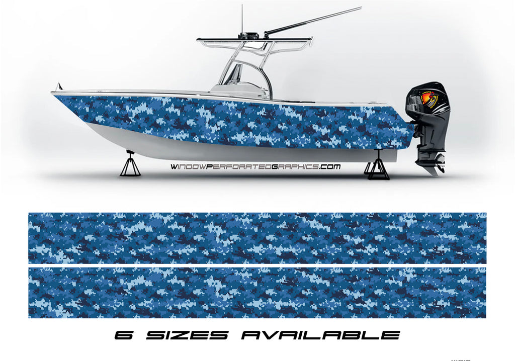 Camouflage Blue Graphic Boat Vinyl Wrap Fishing Pontoon Sea Blue Camo – We  Print Vinyl Wraps