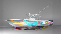 Orange, Aqua and Gray Splatter Graphic Boat Vinyl Wrap Decal  Fishing Pontoon Sportsman Tenders Console Bowriders Deck etc.. Boat Wrap Decal