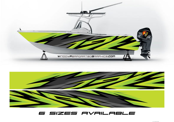 Abstract Yellow Lightning Graphic Boat Vinyl Wrap Decal Fishing  Pontoon All Boats Decal