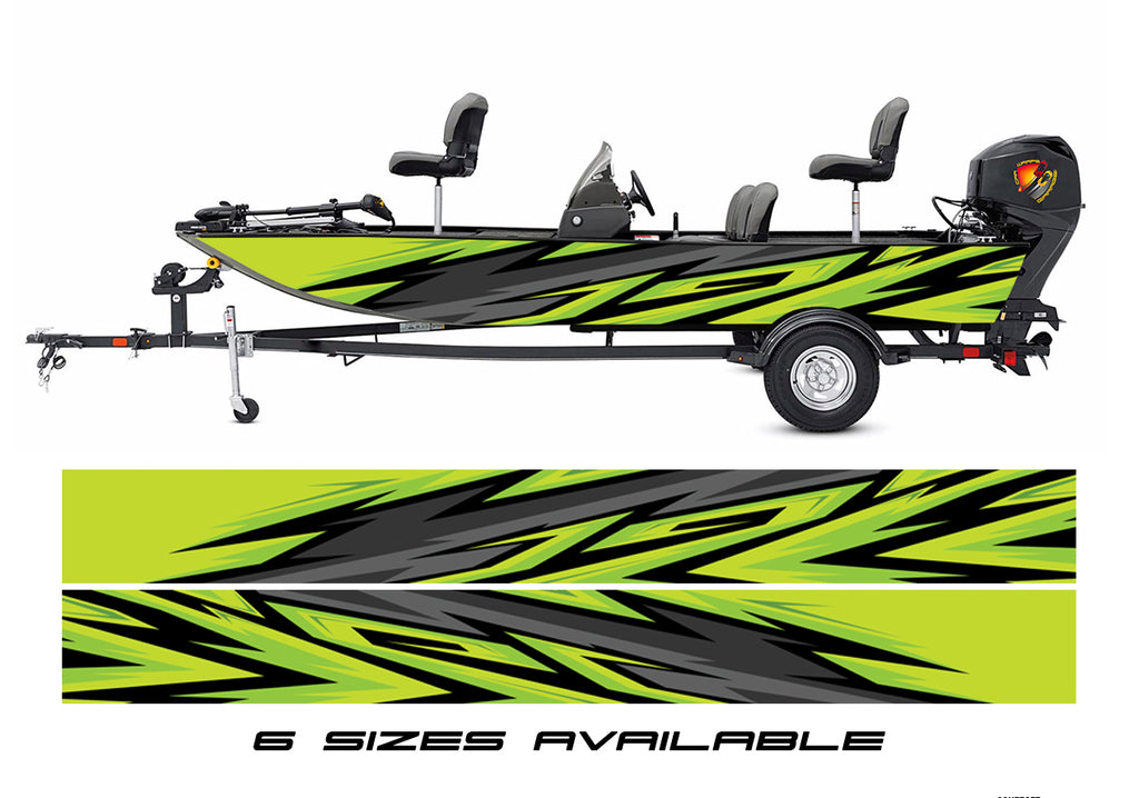 Abstract Yellow Lightning Graphic Boat Vinyl Wrap Decal Fishing  Pontoon etc.. Boat Wrap Decal