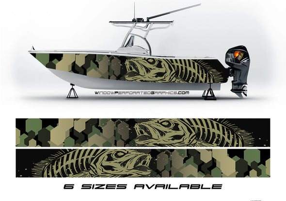 Camouflage Abstract  Seabass Graphic Boat Vinyl Wrap Fishing Bass  Pontoon Decal