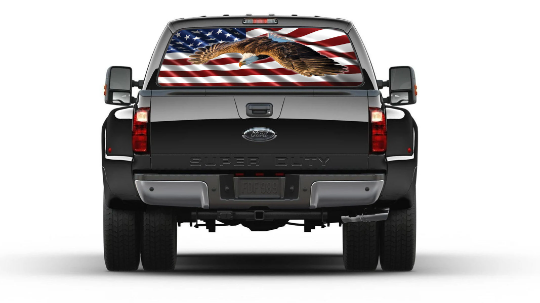 AMERICAN FLAG Eagle Flying Rear Window Perforated Graphic Decal Truck Patriotic SUV