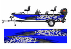 Abstract Blue Seabass Graphic Boat Vinyl Wrap Decal Fishing Bass Pontoon Decal Sportsman Boat Decal