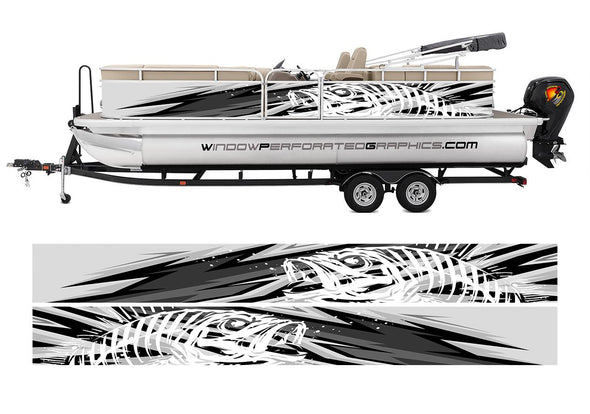 American Flag Wavy Graphic Vinyl Boat Wrap Decal Fishing Pontoon