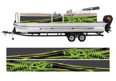 Abstract Lime Seabass Modern Lines Graphic Boat Vinyl Wrap Decal Fishing Bass Pontoon Decal Sportsman Boat Decal