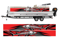 Abstract Red Shark Graphic Vinyl Boat Wrap Fishing Pontoon Decal  Wrap Watercraft