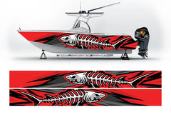 Abstract Red Shark Graphic Vinyl Boat Wrap Fishing Pontoon Decal  Wrap Watercraft