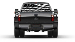 American Flag Black & White Wavy Rear Window Graphic Decal  Perf