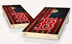 American Flag Boston Cornhole Board Vinyl Wrap Laminated Sticker Set Decal