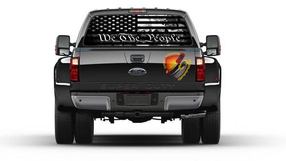 American Flag Camo We The People Rear Window Perforated Graphic Vinyl Decal Sticker All Cars