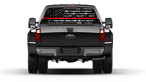 American Flag Camouflage Thin Red Line Rear Window Perforated Graphic Decal Sticker Truck All Cars