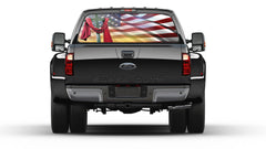 AMERICAN FLAG Christian Cross Patriotic Rear Window Perforated  Graphic Decal All Cars