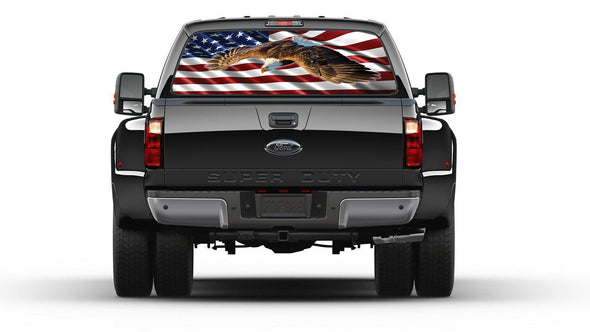 AMERICAN FLAG Eagle flying Window Graphic  Decal Truck Patriotic SUV
