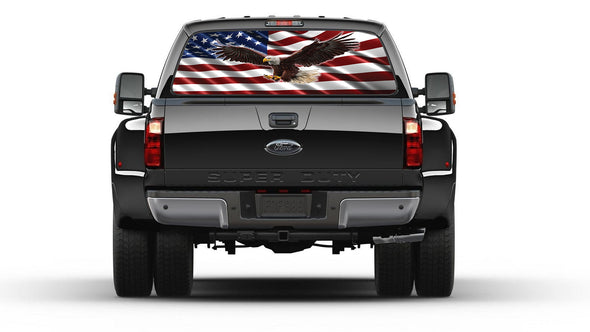 AMERICAN FLAG Eagle Landing Flying Window Graphic  Decal Truck Patriotic