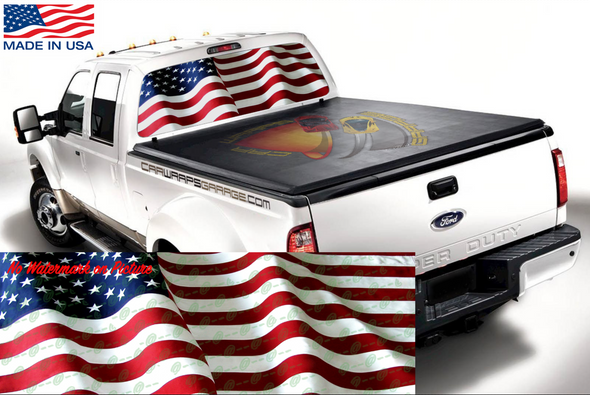 American Flag USA Wavy Rear Window Perforated  Graphic Decal Truck Cars Campers