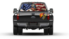 American Flag Veterans Patriotic Rear Window Graphic Perforated Decal Vinyl Pickup Truck Patriotic