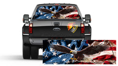 American Flag Wavy Eagle Patriotic Rear Window Perforated Graphic Decal All Cars Pickup Truck Campers