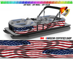 American Flag Wavy  Graphic Vinyl Boat Wrap Decal Fishing Pontoon Sportsman Console Bowriders Deck Boat Watercraft  All boats Decal