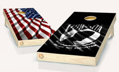American Flag & POW MIA  Cornhole Board Vinyl Wrap Laminated Sticker Set Decal