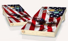 American Flag on Eagle Army Cornhole Board Vinyl Wrap Laminated Decal Sticker Set