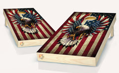 American Flag on Eagle Cornhole Board Vinyl Wrap Laminated Decal Sticker Set