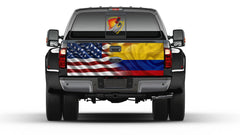 American and Colombian Flag Tailgate Wrap Vinyl Graphic Decal Sticker Truck