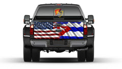 American and Cuban Flag Tailgate Wrap Vinyl Graphic Decal Sticker Truck