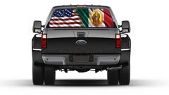American and Mexican Flag Virgen de la Guadalupe flag Rear Window Graphic Tint Sticker for Truck perforated vinyl