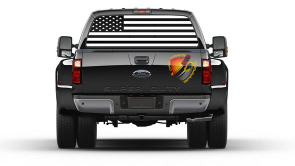 American Flag  Black & White Rear Window Graphic decal Perf